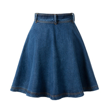 2016 Women High Waist Denim Casual Pleated Skirt Ladies Summer Short Above Knee Mini Solid Skirts None decoration saias jeans
