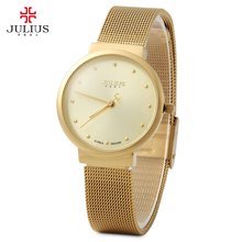 Julius Women Ultrathin Stainless Steel Mesh Band Quartz Wrist Watch
