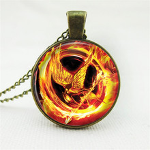 2016 laugh birds vintage women jewelry hot movie Hunger Games pendant necklace glass cabochon statement necklace
