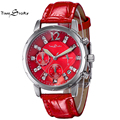 Brand Luxury Fashion Casual Dress Watch Women s Quartz Gem Stone Wrist Watches Calendar Chronograph Leather