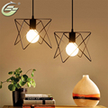 Retro Iron Cage Lampshade Indoor Lighting Vintage Pendant Light Fixture for Home Decor Black Hanging Lamp