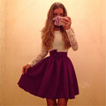 2016 Autumn Long Sleeve Casual Vintage Dress Mini Vestidos Slim Waist Lace Elegant Lady Evening Party