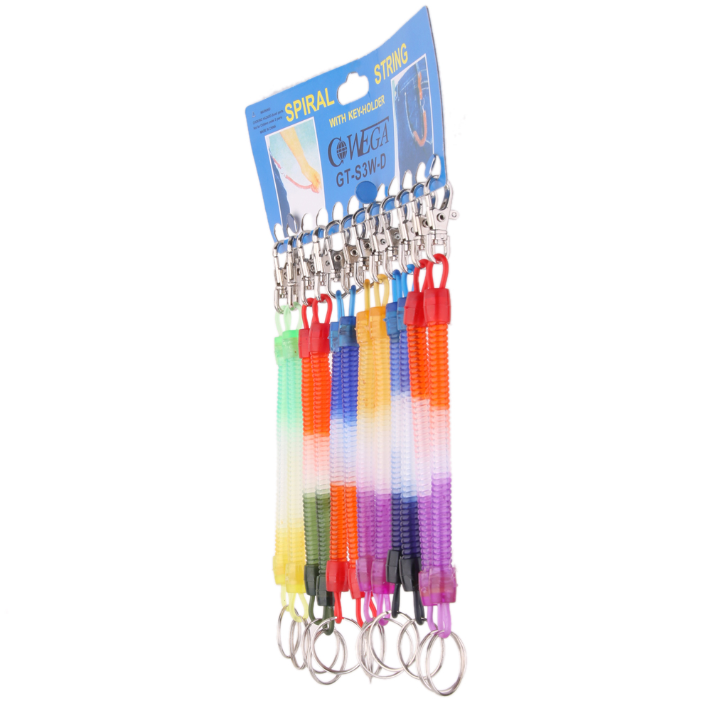 Phenovo 12 pcs Trinket Plastic Spring Spiral Retractable Keyring Clips
