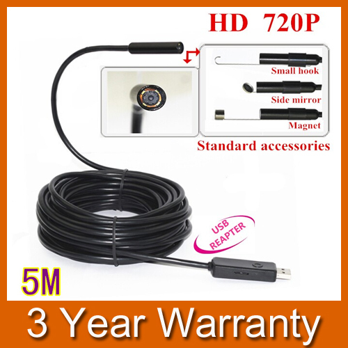 5M Mini USB HD 720P Endoscope Borescope Snake 10mm Lens 4 LED IP67 Waterproof Inspection Camera