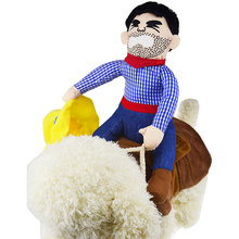 2016 New Arrival Dog Suit Pet Clothes Funny Turn Heads Tartan Cowboy Horse Riding Clothing