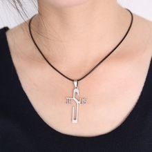 Fashion necklaces JESUS cross Pendant 316L Stainless Steel necklaces pendants Leather Chain women men jewelry