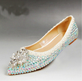 Free Shipping Rhinestone Flat Heels Wedding Shoes Sparkling Bridesmaid Shoes Comfortable Flat Heel Party Prom Dancing