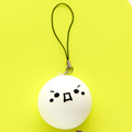 Fashion Women Tiny Soft Rubber Ball Bread Expression Ornaments Key Chain New Style Happy Funny White