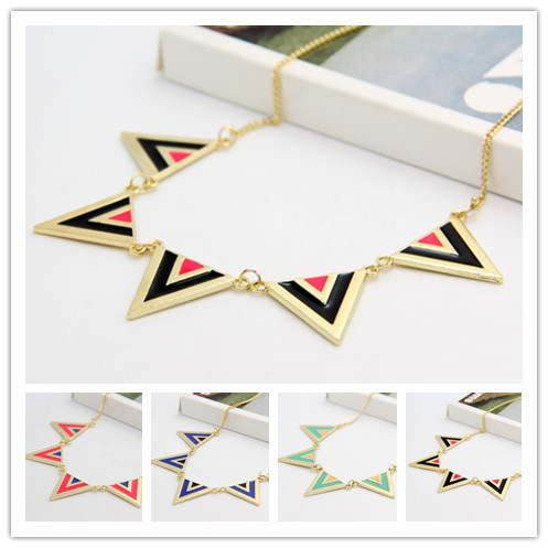 Image of Canlyn Jewelry Trendy Triangle Enamel Vintage Statement Necklace Collar Collier Bijuterias Necklaces & Pendants for Women