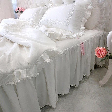 aliexpress com buy modal white and pink falbala ruffle lace bedding set queen king size aliexpress com buy modal white and pink falbala ruffle lace bedding set queen king size