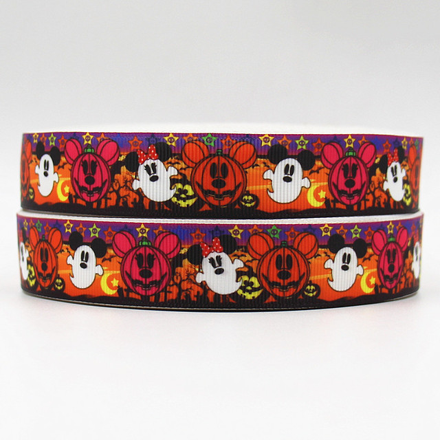 WM ribbon 7/8inch 22mm 160526023 halloween webbing printed grosgrain ribbon 50yards/roll for headband hair tie