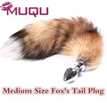 Medium Size Long Metal anal toys Fox tail Anal Plug erotic toys Butt Plug sex toys