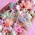 1200pcs Assorted Pearlized Star Heart Ribbon Bow Flower Pearl Cabochon Mix Pink White Blue Purple 8mm