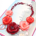 2016 Luxury Brand summer Jewelry ZA Multilayer Design color Chain Resin Crystal Flower brand Statement Necklaces