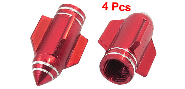 4 Pcs lot Car Red Alloy Rocket Design Tire Tyre Valve Covers Caps Replacement Discount 50
