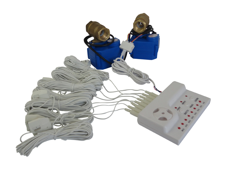 Water Leakage Detection Alarms System with Two Copper Valves DN15 For Cold and Hot Water Auto