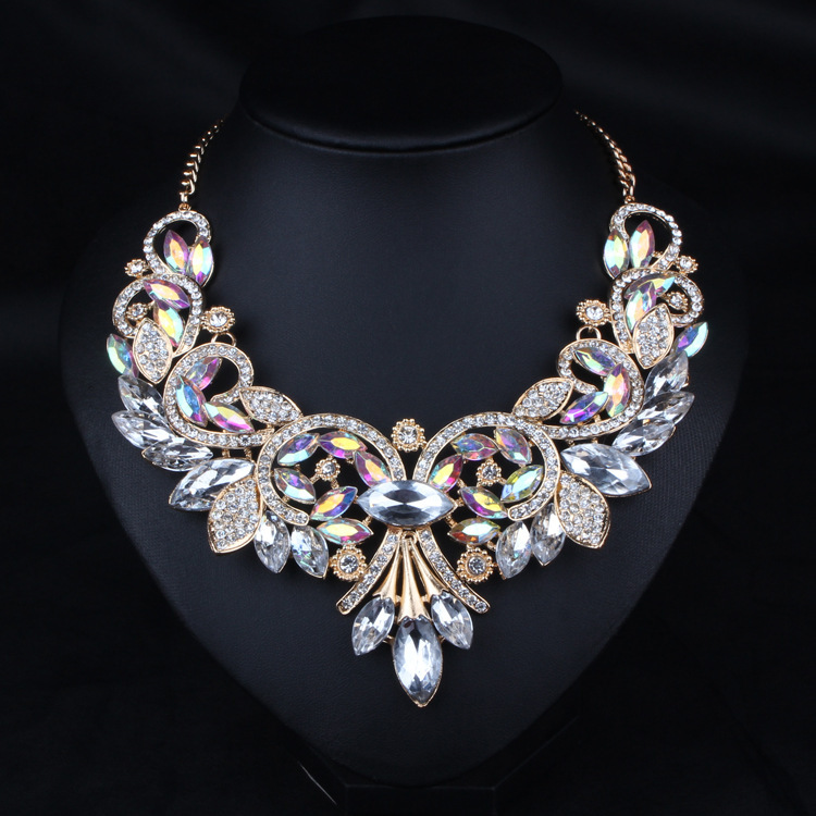 2016 Luxury Brand AB Shine Crystal Flower Necklace...