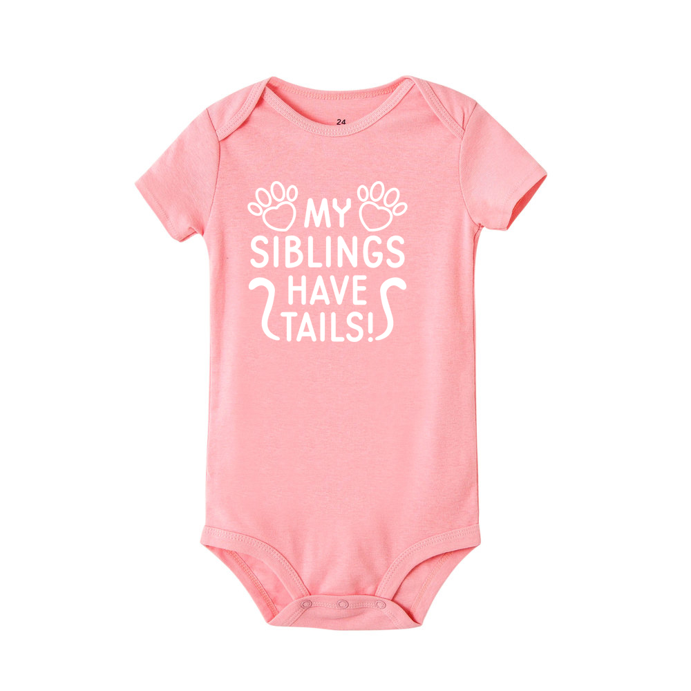 summer newborn cotton jumpsuit my siblings have tails funny