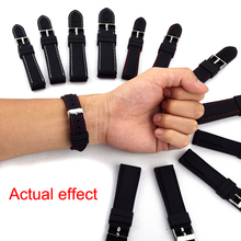 1pc selling black smooth silicone watch band strap with different color stitching 18 20 22 24mm
