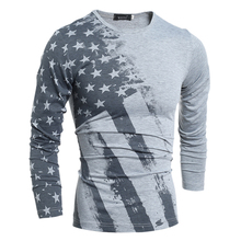 2016 Spring Fashion T-Shirt Long Sleeve T Shirt USA American Flag Printed T-shirts Fall Men Tshirt Fitness Camiseta
