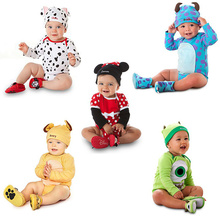 2016 Cute Cartoon Animal Baby Cotton Long Sleeve Rompers + Hat Suit Unisex Baby Boys Girls Toddler Newborn Jumpsuit Clothes Set