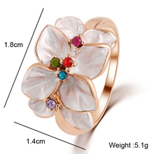 Colorful Austrian Crystal Crystals Leaves Flower Rings fashion Girlfriends Elegant Sweet jewelry for women Party Classic