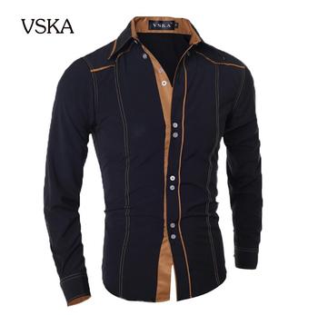 Мужчины рубашку 2015 мода бренд мужской двойные кнопку мужчины рубашку с длинными рукавами, Camisa Masculina свободного покроя тонкий сорочка Homme XXL DNVKD