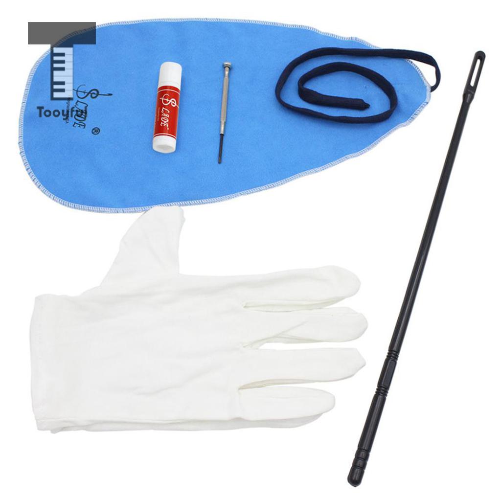 AKDSteel 5 Pcs/Set Flute Cleaning Kit with Cleaning Cloth Stick Screwdriver Gloves Cork Grease for CE Accessories