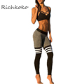 Richkoko Apparel Streetwear Women Pants Black Contrast Striped Mid Waist Long Pants Sexy Casual Slim Skinny