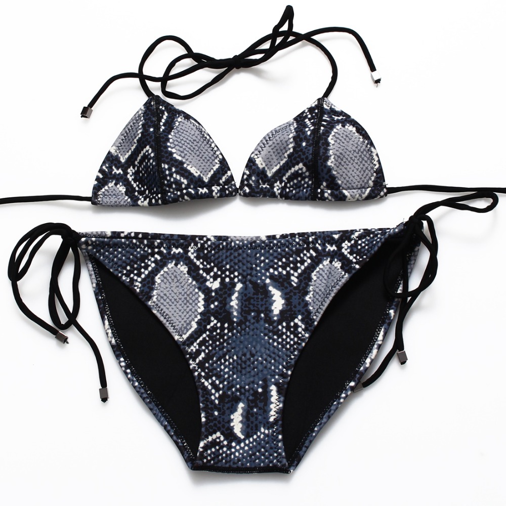2016 Summer New Sexy Biquini Snake Skin Printed Neoprene Bikini Swimsuit Halter Women Swimwear 2016 Summer New Sexy Biquini Snake Skin Printed Neoprene Bikini Swimsuit Halter Women Swimwear