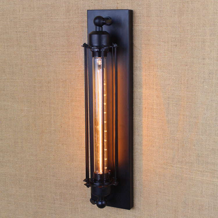 Loft Vintage Wall Lamps American Industrial Edison Lights Bulb 40W E27 Iron Black 450*100*100mm Led Bedroom Lamps