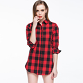 Hot Sale Women Blouses Long Shirts Single Breasted Plaid Cotton Shirt Wild Casual Streetwear Shirt Women