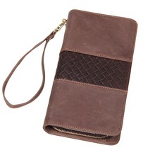 10Pcs/Lot Genuine Leather Brown Wallet/Clutch Bag