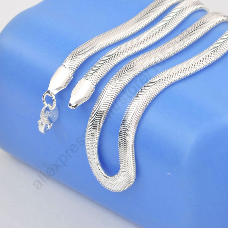Image of 1 Piece Free Shipping 16-24Inch Nice 925 Sterling Silver Smooth Snake Man Necklace Chain With Lobster Clasps Set Heavy Jewelry
