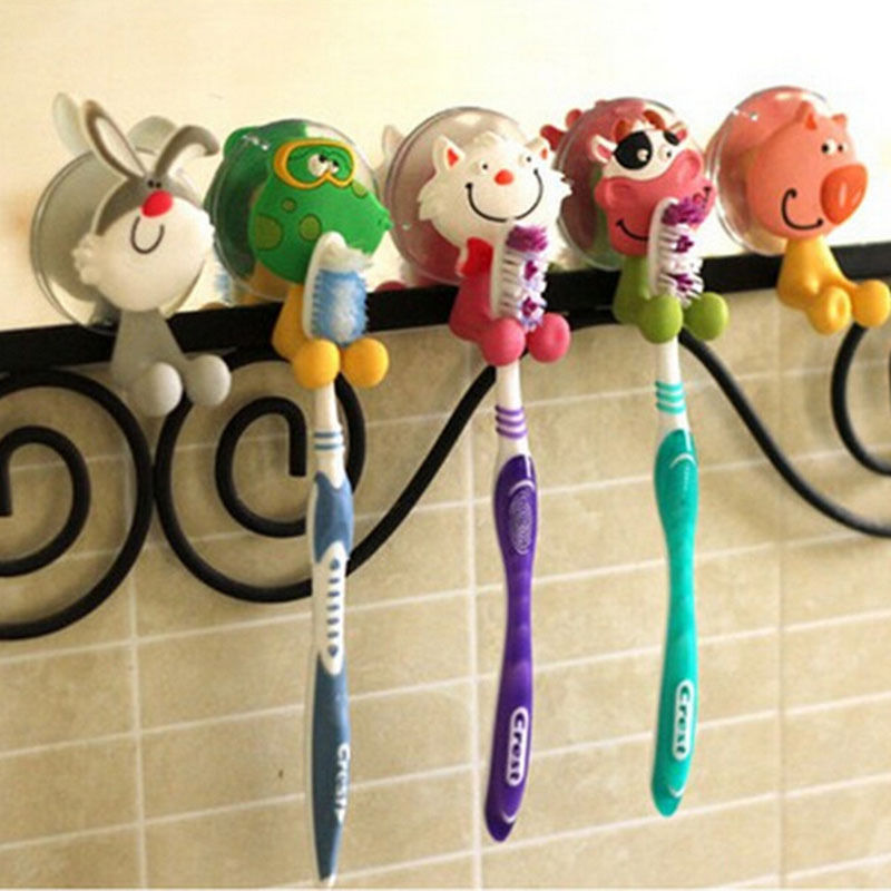 Image of 1X Cute Cartoon Animal Toothbrush Holder Suckers Silicone Toothbrush Rack Hooks Free Shipping