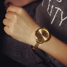 Fashion Quartz Dress Full Steel Thin Web Strap Watch Women Watches Lady Bracelet Dress Wristwatches Gold Silver