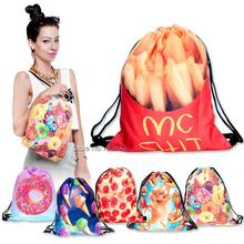 2015 new fashion escolar backpack 3D printing travel softback man women mochila feminina fast food drawstring bag mens backpacks