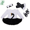 Christmas baby girl clothes 4pcs Swan infant clothing Suit Princess Tutu Romper Dress Jumpsuit Party Birthday