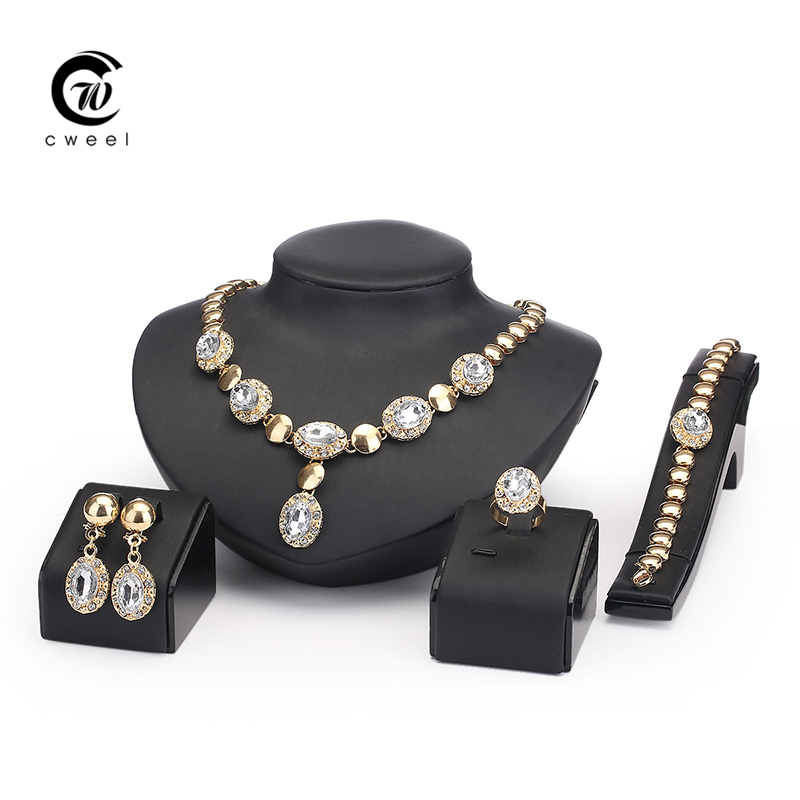 Image of Sapphire Beads Collares Jewelry Sets For Women Fine Accessories Wedding Bridal Pendant Statement CZ Diamond Necklace Earrings