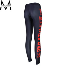 MUCHEN 2015 Women Leggings Bright Red Side Letters Sports Pants Force Exercise Elastic Fitness Running Trousers