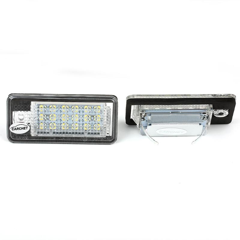 CARCHET 2 White 18 LED 3528 SMD License Plate Lights Lamps Bulbs for AUDI A3 8P A6 4F A4 B6 Q7 TDI