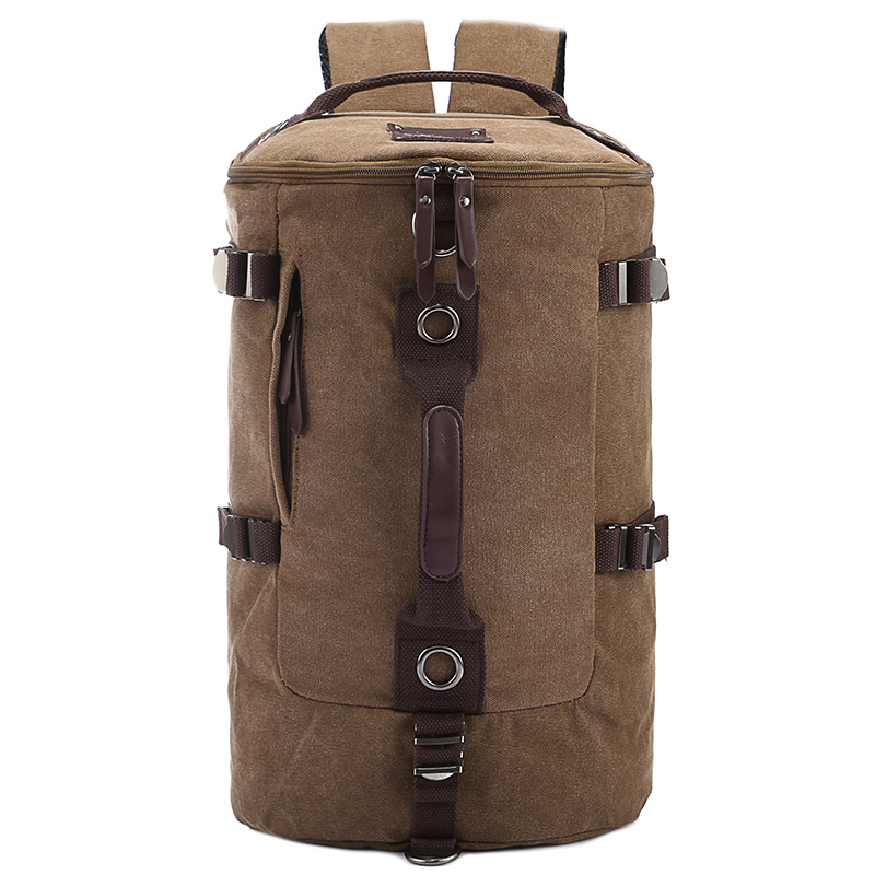 Image of Large capacity man travel bag outdoor mountaineering backpack men bags hiking camping canvas bucket shoulder bag 012
