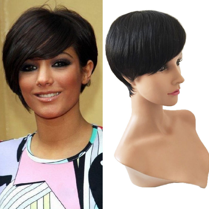 Image of 2015 celebrity wig Machine made short wig human hair none lace brazilian hair straight glueless full lace human hair wig