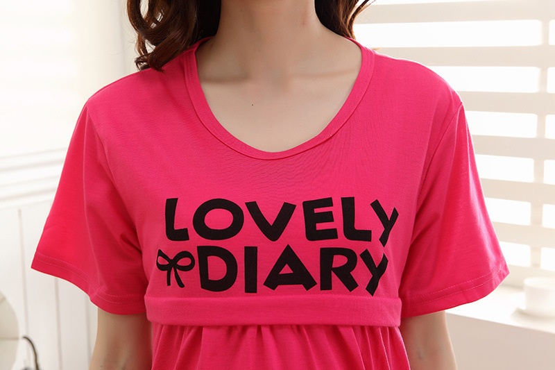 Cute bears Red Summer Pregnant woman pajamas nightwear clothing for pregnancy Puerpera breastfeeding clothes set maternal top 12