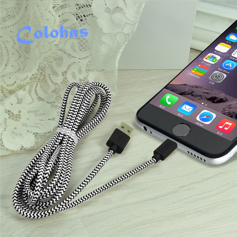 Image of 1m/3FT 2m/6FT 3m/10FT Braided Nylon Double-sided 8Pin USB Data Sync Charger Cable For iPad 4 5 Air iPhone 5 5C 5S 5G 6 6s 6Plus
