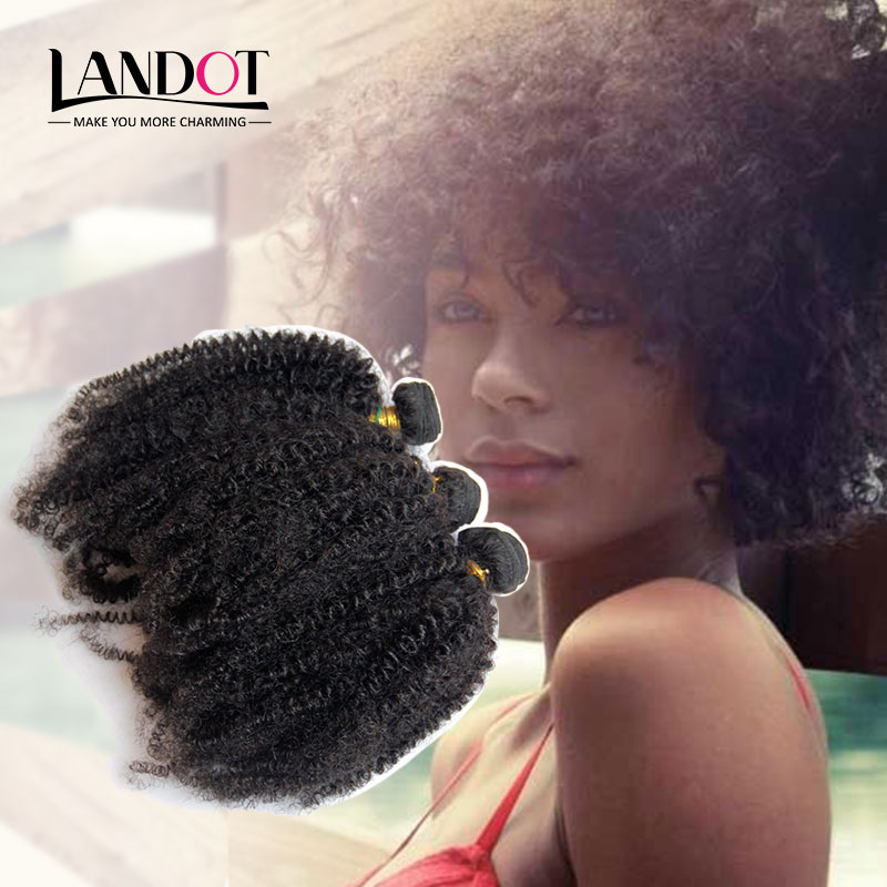 Image of Mongolian Kinky Curly Virgin Hair Extensions Landot Hair Products 6A Grade Mongolian Afro Kinky Curly Hair 4Pcs Human Hair Weave