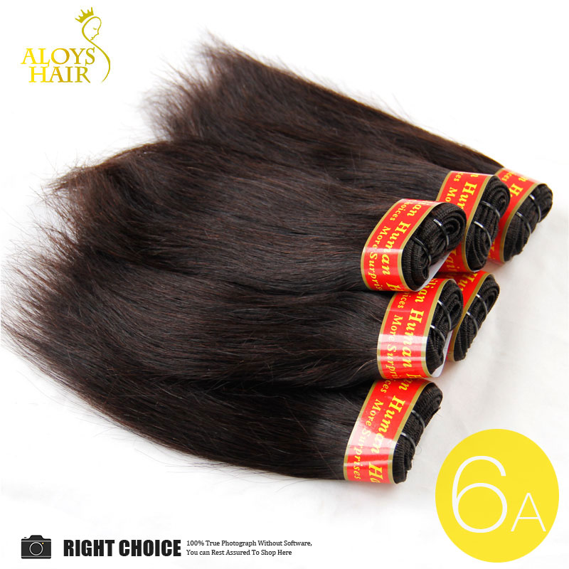 Image of Brazilian Virgin Hair Straight Cheap Human Hair Weave 6Pcs/Lot 6A Human Hair Bundles Natural Black Extensions 8 inch 300g/lot