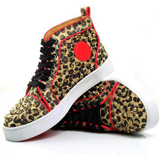 New 2014 Spring Fashion Rivet Leopard Print Red Bottom Snaekers ...