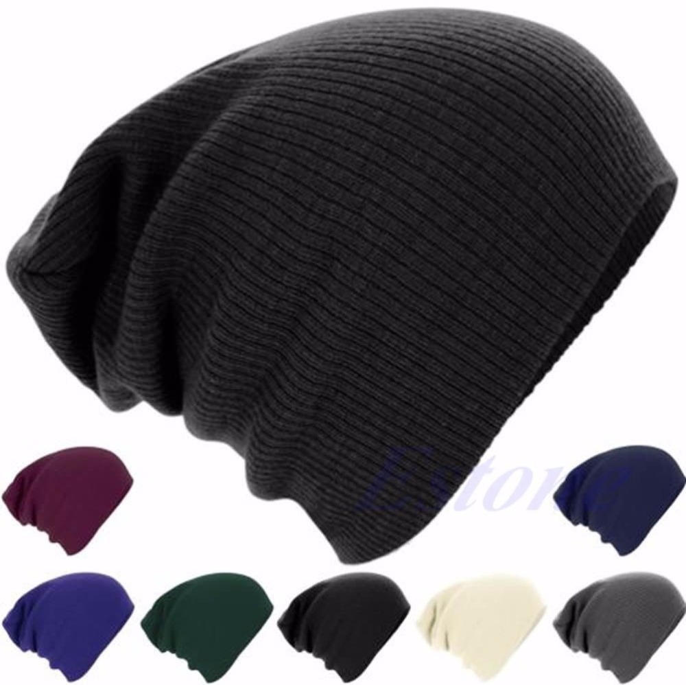 Image of Winter Beanies Solid Color Hat Unisex Warm Soft Beanie Knit Cap Hats Knitted Touca Gorro Caps For Men Women-J117