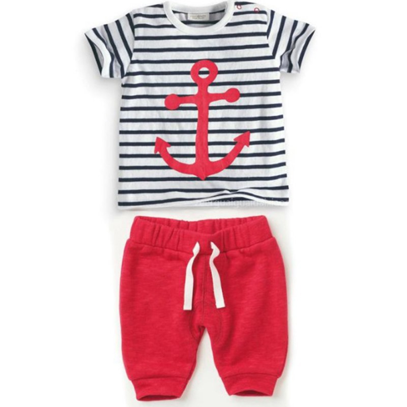 Hot Sales Infant Baby Boys Sets Striped T shirt Tops+Red ...
